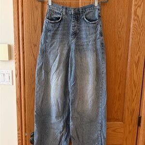 High-Waisted Free People Wide Leg Light Wash Jeans